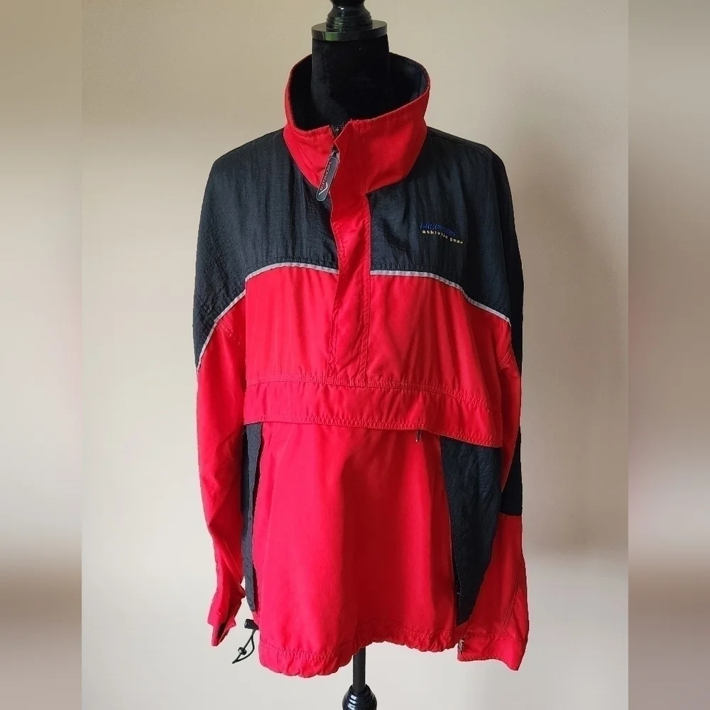 Vintage Tommy Hilfiger  1/4 Inch Zip Up Red/Black Pull Over Jacket Men's Sz L.